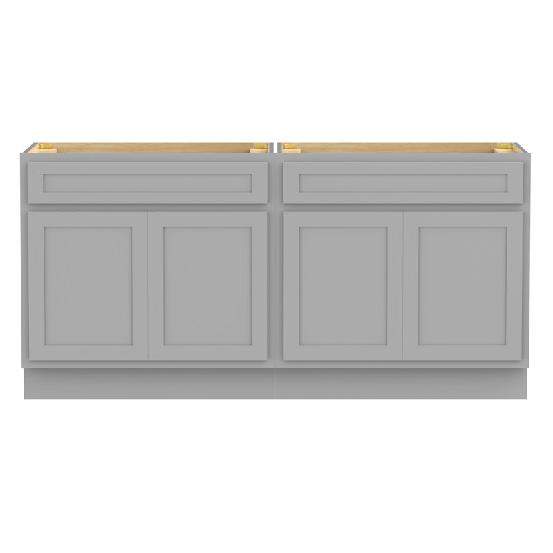 72" Double Bathroom Vanity Base Only, Gray