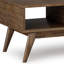 Table basse à plateau relevable Mid-Century en acacia massif avec rangement caché et casier Clarkson
