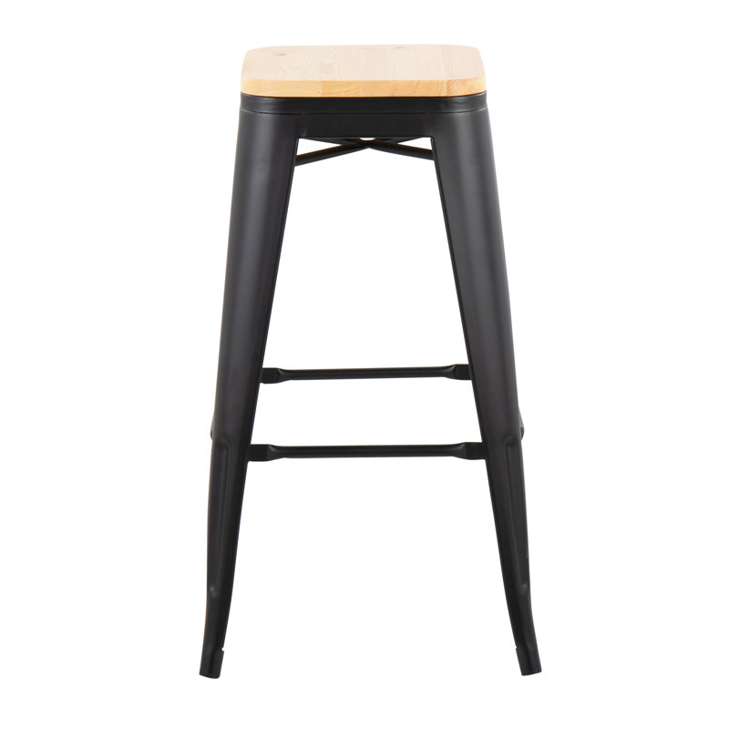  Christie 30" Stackable Bar Stools, Bar Stool (30.25" Seat Height), Black/Natural