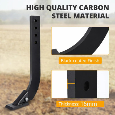 18-Inch Box Blade Ripper Shank In Black With 4 Adjustment Holes, Heavy-Duty Scarifier Shank With Removable Tooth And Bonus Replacement Tip For Tractor Soil Preparation