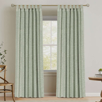 Linen Tab Top Curtains for Living Room 2 Panel Drape Semi Sheer Neutral Country Rustic Farmhouse Boho Curtain Bedroom Muslin Look Light Filtering