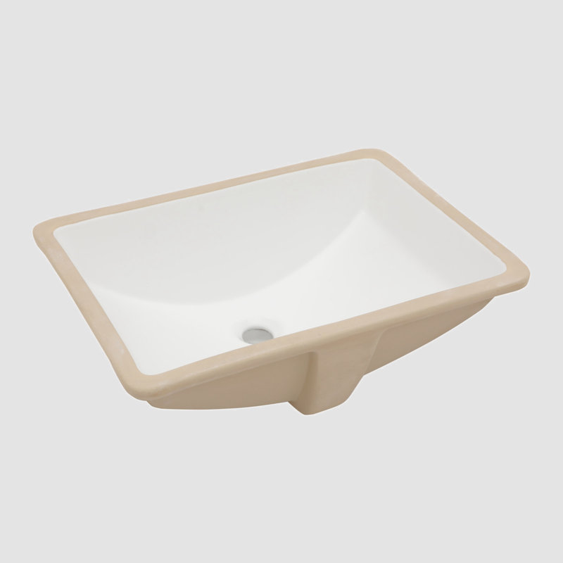 21.5'' x 15'' White Ceramic Rectangular Undermount Bathroom Sink