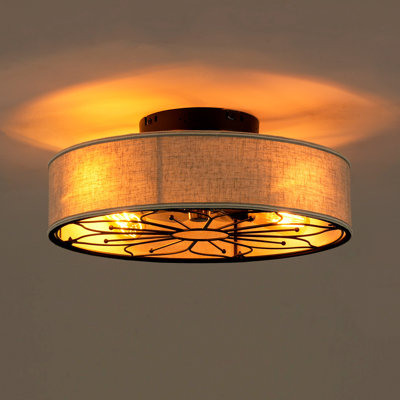 Ventilateur de plafond de 20 po en tissu de style campagnard sans pales avec télécommande pour salon, chambre à coucher, cuisine - ampoules non incluses