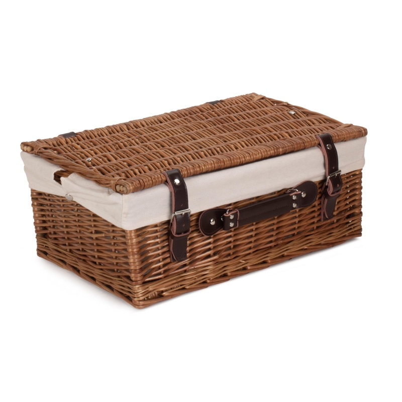 Wicker Basket with Lining, Double Steamed Hamper/Grey Lining