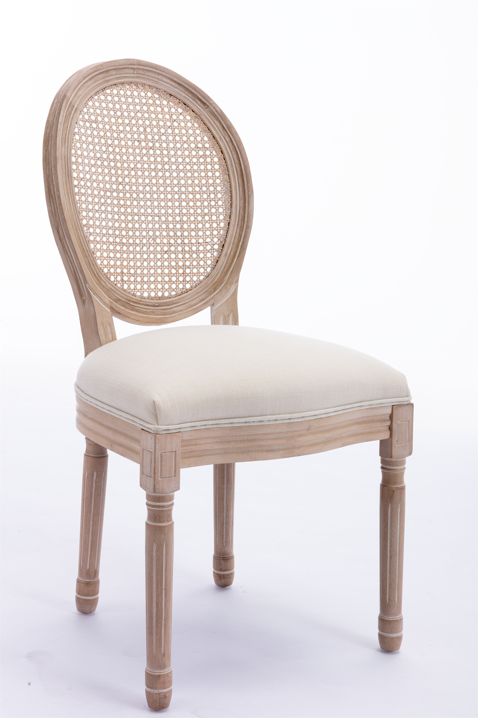 Madelynn King Louis Back Side Chair in Beige/Oak (Set of 2) Kelly Clarkson Home