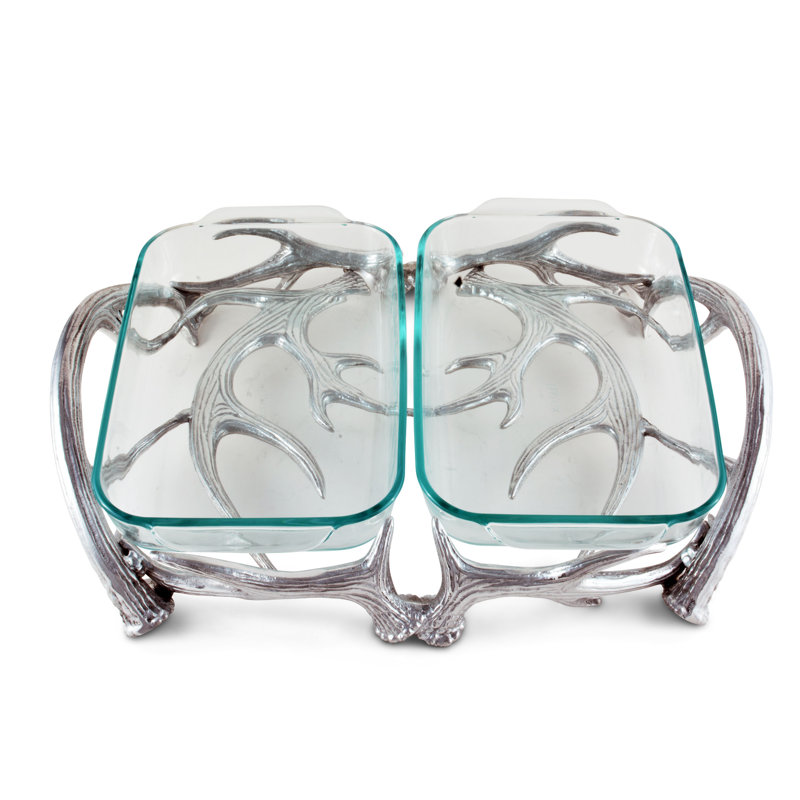 Arthur Court Designs Antler Glass Divided Serving Dish