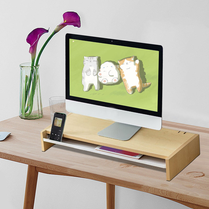 Malanni Wood Monitor Stand, Natural