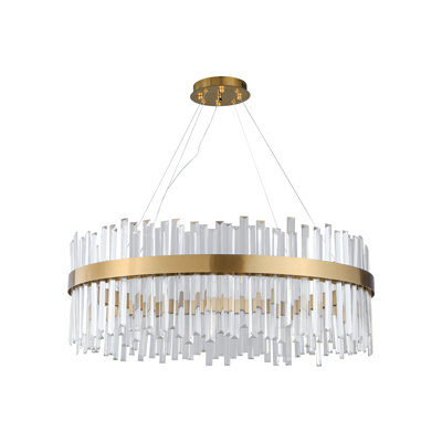 Beibut 1 - Luxury Modern Gold Crystal Round Chandelier - LED Flush Mount Ceiling Light Fixture for Living Room, Dining Room, Foyer, Bar, and Club