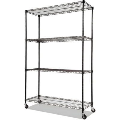 Étagère robuste en fil métallique avec roulettes verrouillables, support de rangement à 4 niveaux, 48 po de largeur par 18 po de profondeur par 72 po de hauteur, qualité commerciale pour le garage, le garde-manger et l'organisation de la cuisine