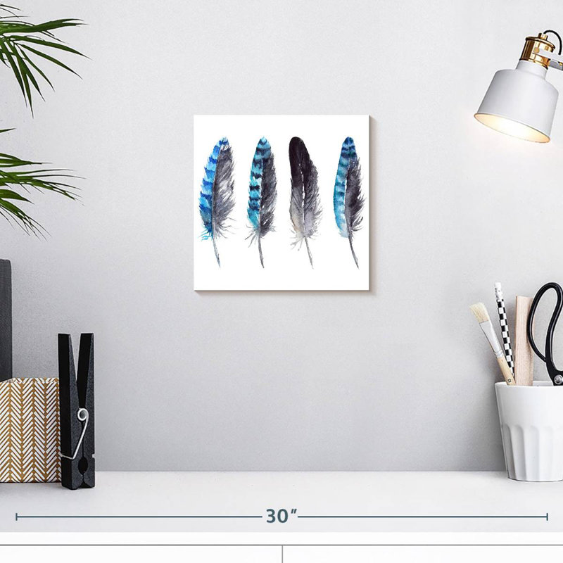 Kerner Blue Jay Feathers, 10" H x 10" W