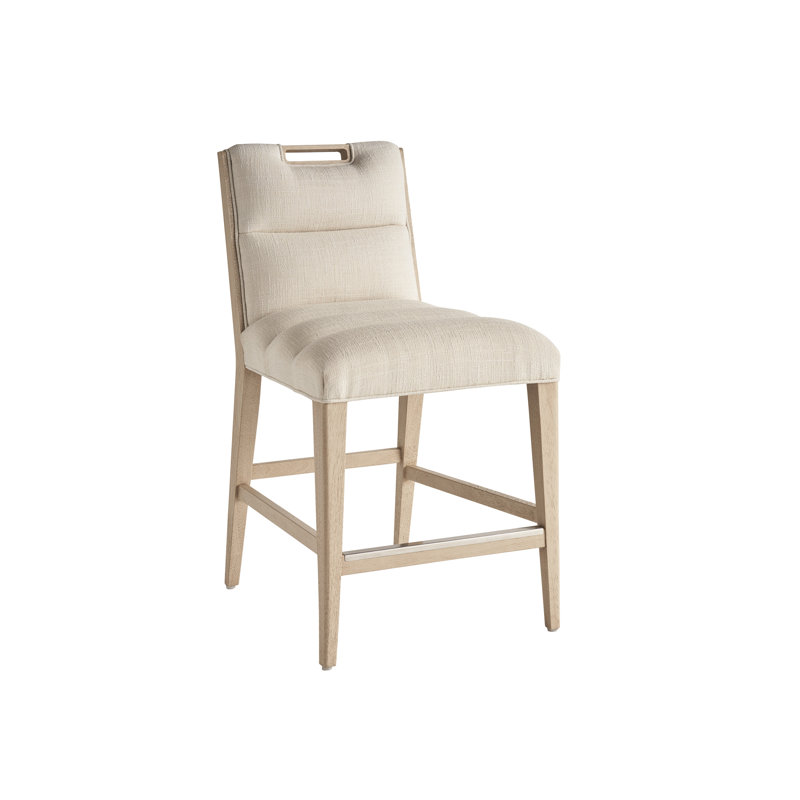 Sunset Key Yes Stool with Solid Wood Frame, Counter Stool (24" Seat Height), Biscayne