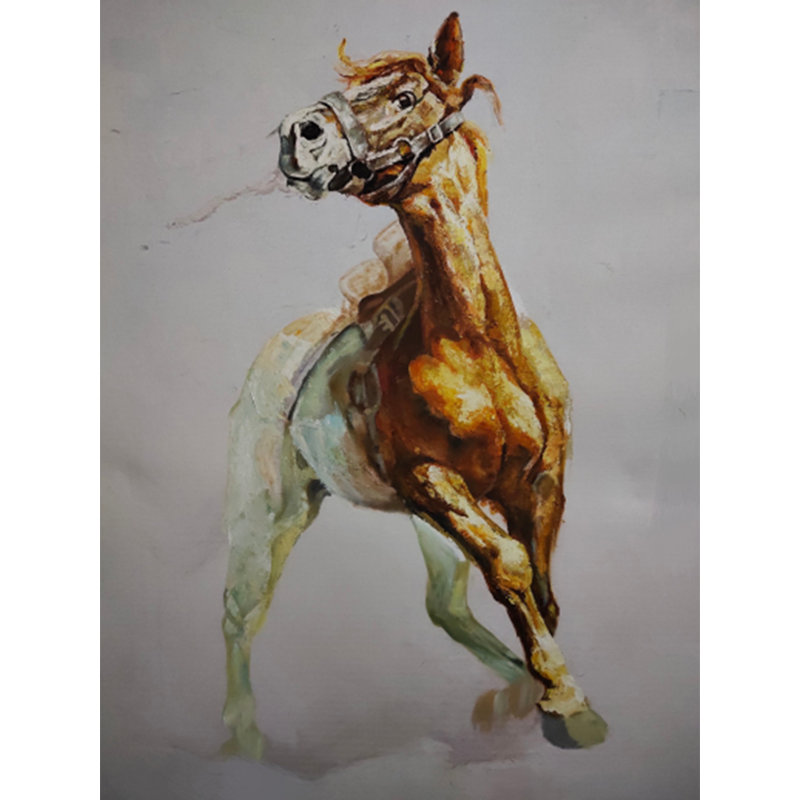 Cheval agile | Huile sur toile | Par Jai Prakash Verma | Décoration murale