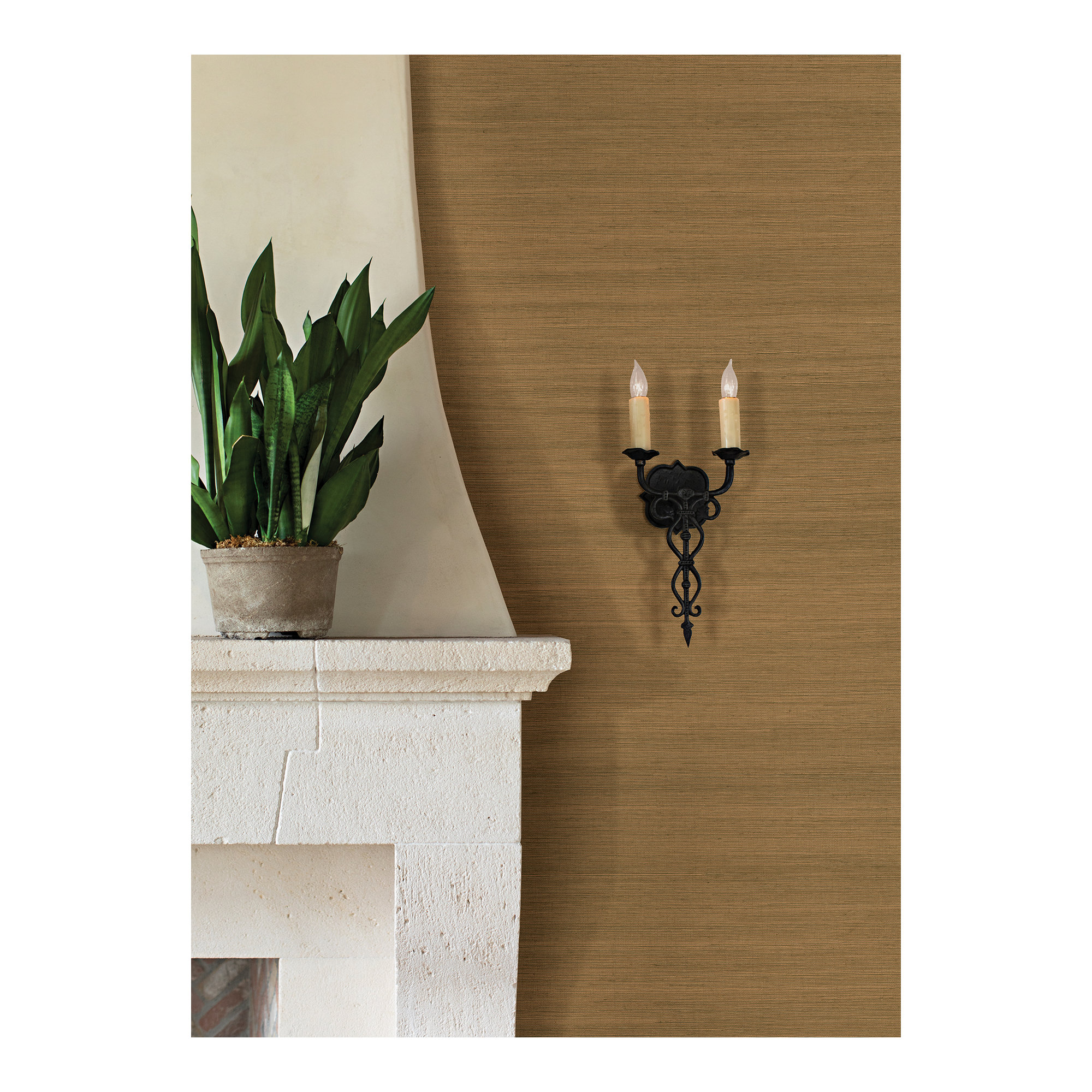 Hamza Modern Grass Cloth Abstract Wallpaper, Bronze, 36" W x 24' L