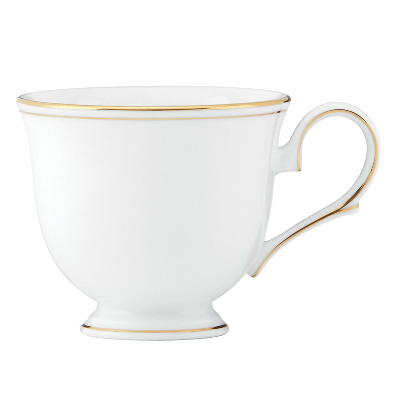 White Ceramic Tea Cup with Gold Accents