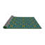 Tapis turquoise/jaune à motifs-1081925687