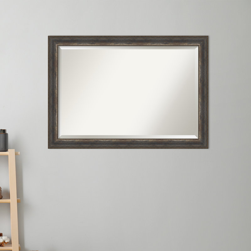 Ariele Flat Wall Mirror, Distressed Black/Brown/Silver, 28.62" x 40.62"