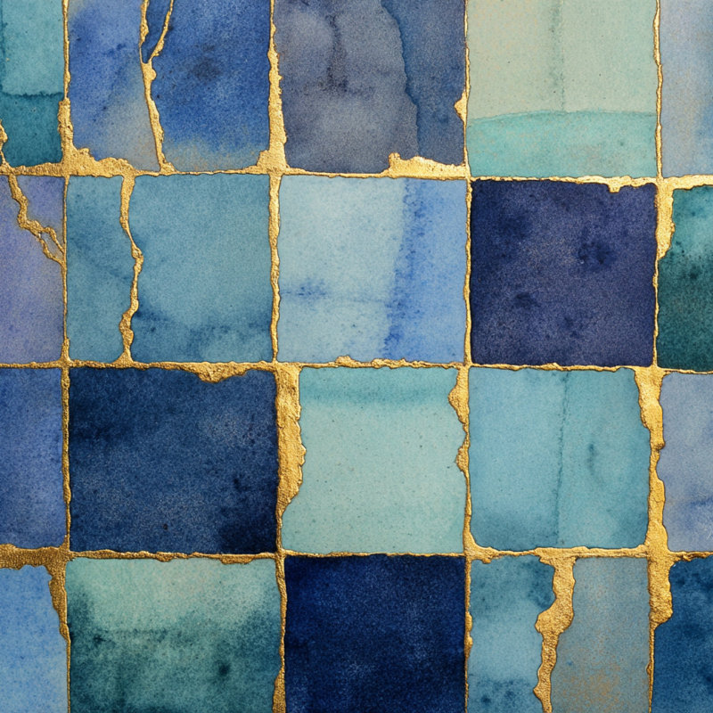 «Blue Mosaic», art mural sur toile lustrée, H 20 po x l 20 po