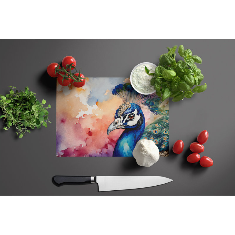 Peacock Glass Cutting Board