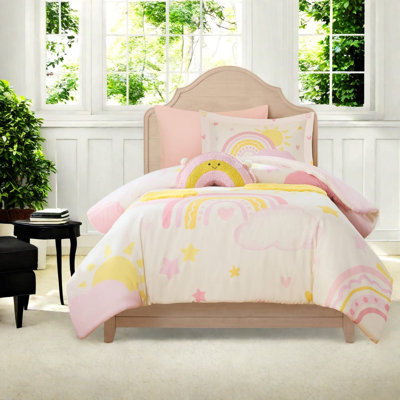 Ensemble de literie rose en arc-en-ciel, ensemble d'édredon simple / simple en microfibre XL