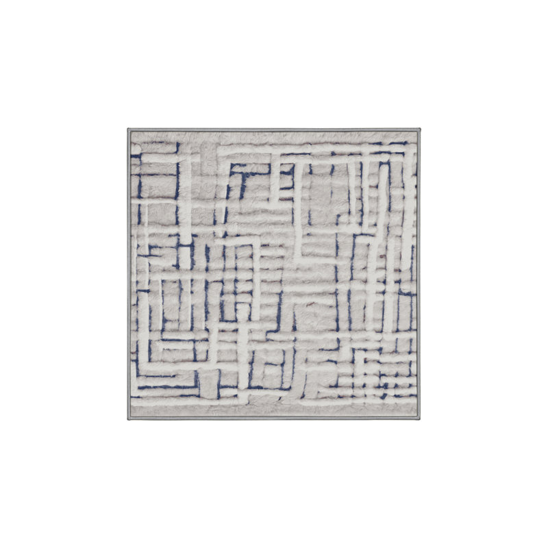 Machine Washable Gray Area Rug, Square 8'