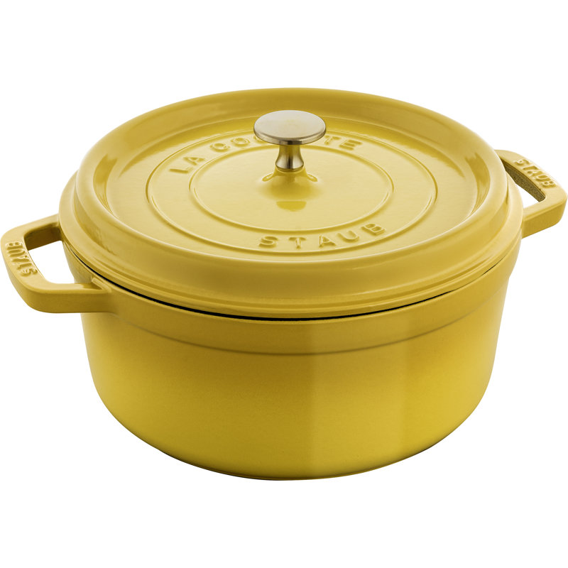 La Cocotte Cast Iron Round Cocotte, Citron, 5.5 quarts