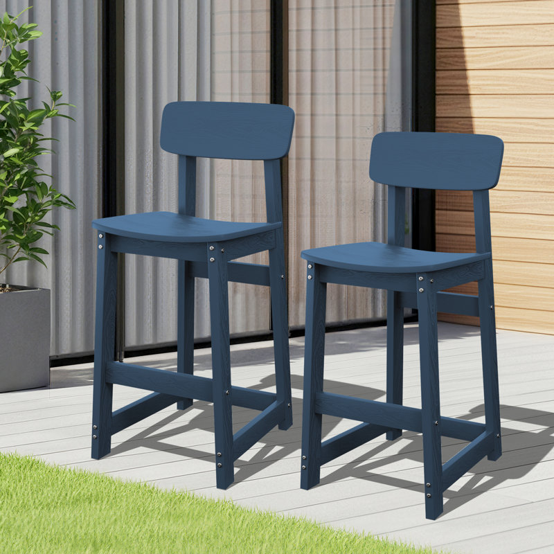 Ensemble de 2 chaises simples et modernes en PEHD pour l'extérieur, Marine
