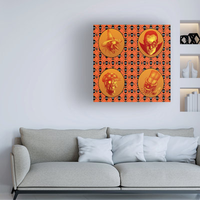 Art mural sur toile tendue «Halloween-Heroes» Howie Green pour décoration de salon, de chambre à coucher ou de bureau - 35 x 35