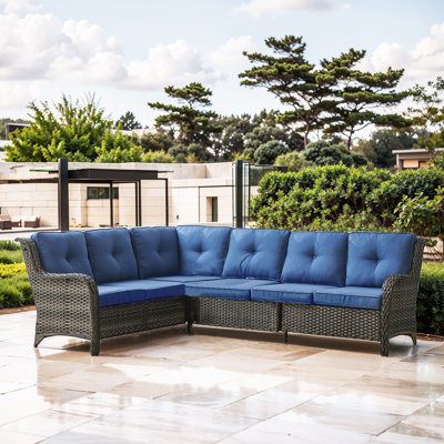 Deb 105.42" Polyethylene (PE) Wicker Outdoor Patio Sectional Set With Cushions