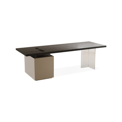 Black+Clear Rectangular Solid + Manufactured Wood+Acrylic with 2 drawers desk