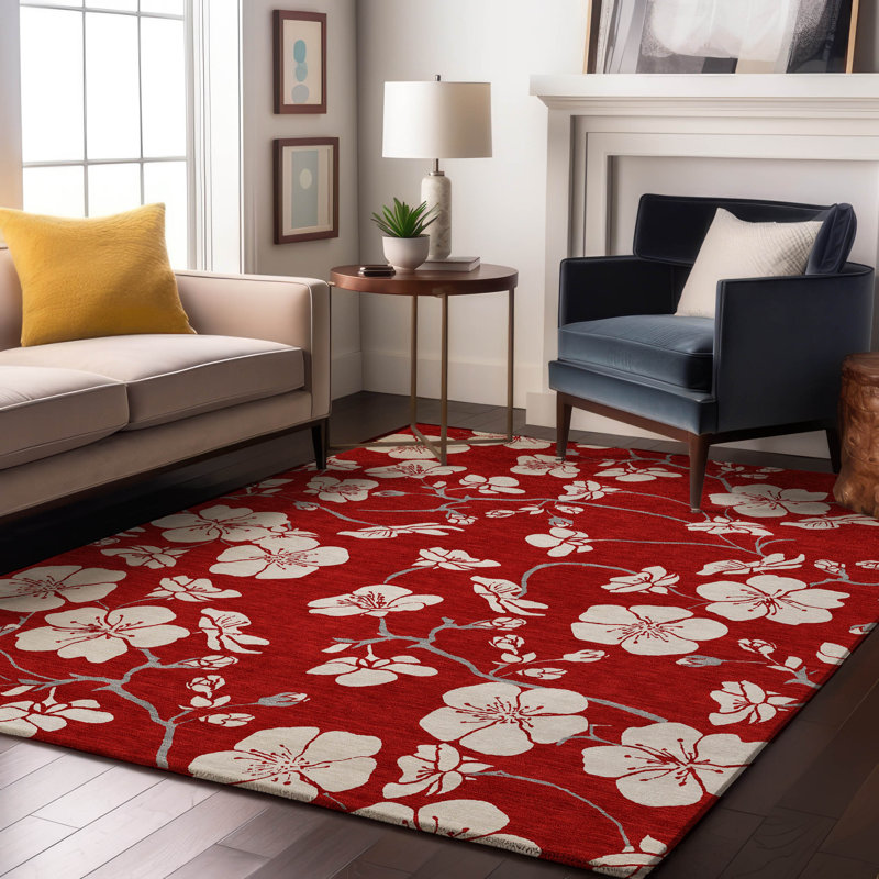Tapis floral lavable à la machine de qualité supérieure AMF1032, Rectangle 10 pi x 14 pi