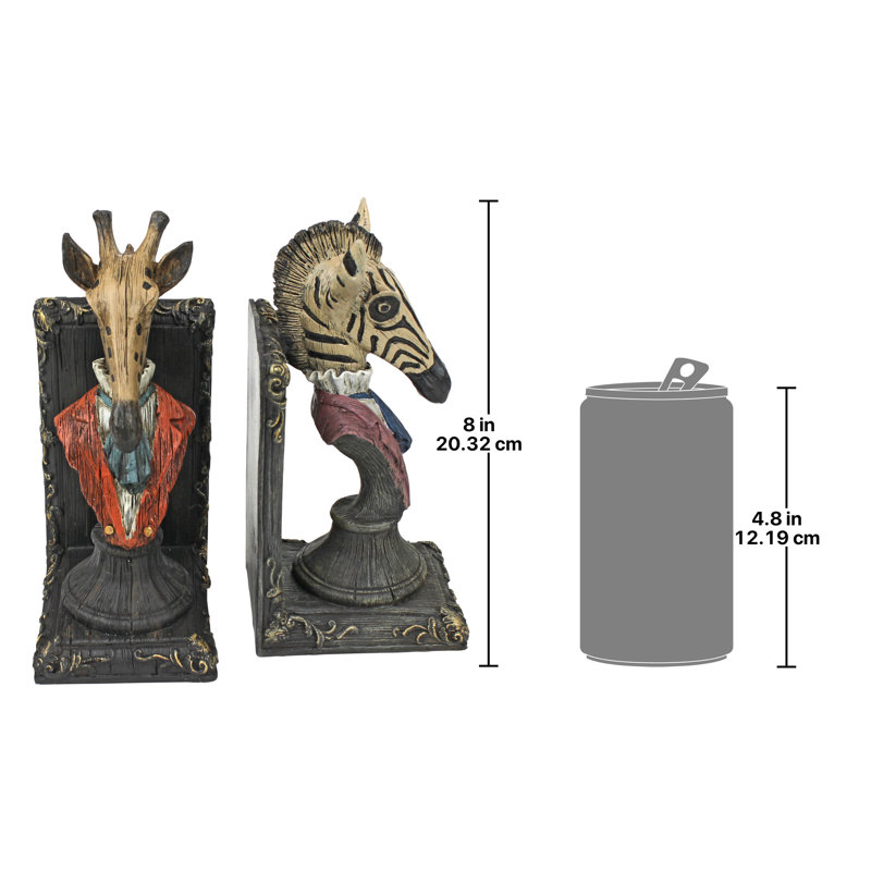 Serengeti Giraffe and Zebra Bookends