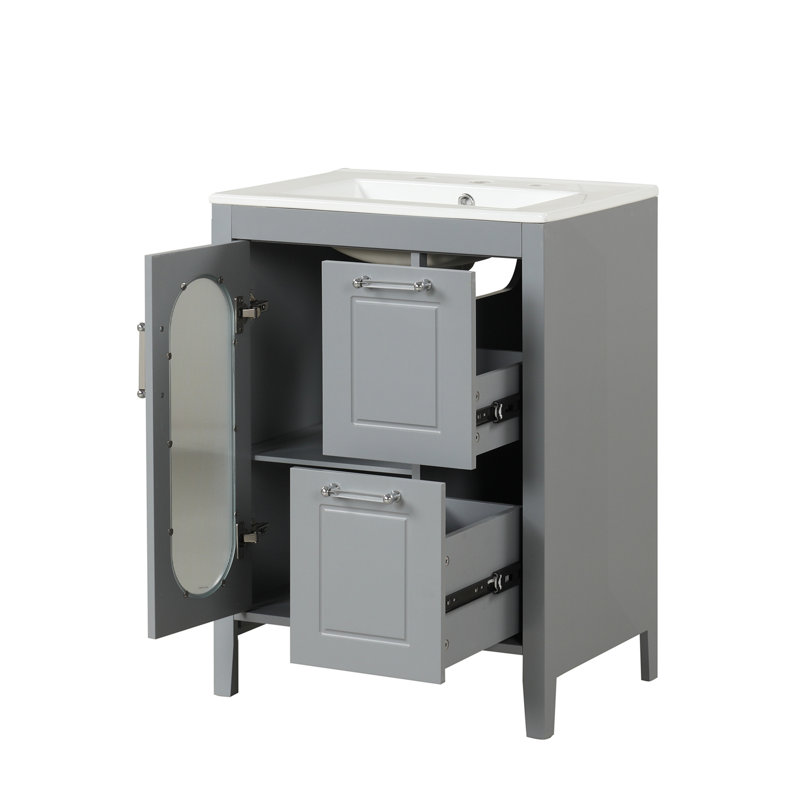 Meuble-lavabo 24 po avec lavabo, Gris