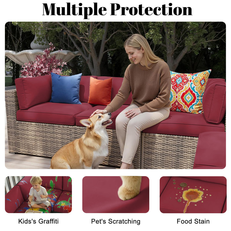 14-piece Outdoor Sectional Cushions Replacement Set, Deep Seat Patio Furniture Cushions, Waterproof & Fade Resistant Couch Cushions For 6-seat Wicker Conversation Sets