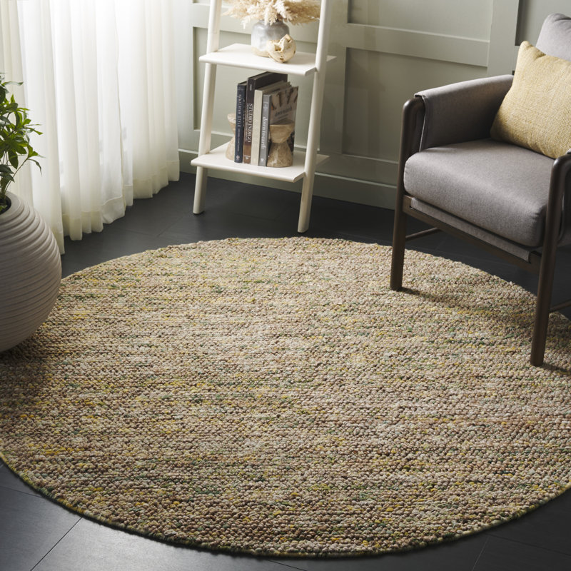 Bohemian Hand Woven Jute/Wool Rug in Brown, Round 6'