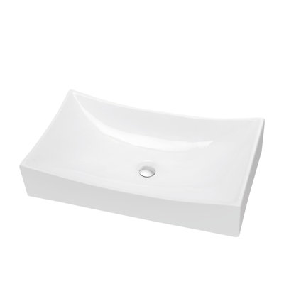 Dawn USA 15.38'' White Ceramic Circular Bathroom Sink with Overflow