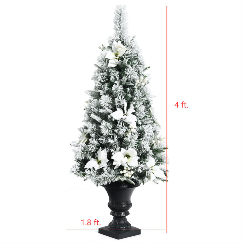 4 pi Arbre de Noël artificiel en flocage pré-éclairé en PVC