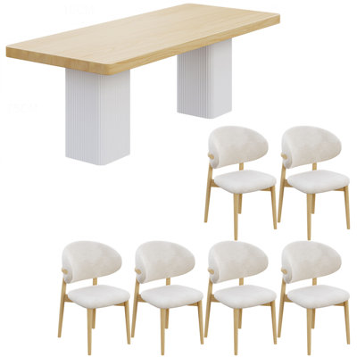 Ensemble de table à manger moderne en bois massif de style japonais