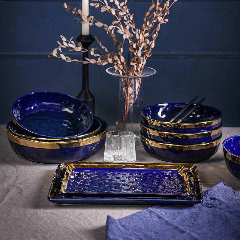 Ensemble de 2 assiettes en porcelaine Stone Lain Florian, Bleu