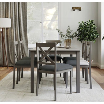 Solid Wood & Mdf Grey Modern Dining Table Sets(1 Table +2 Chair Sets(Set Of 2))