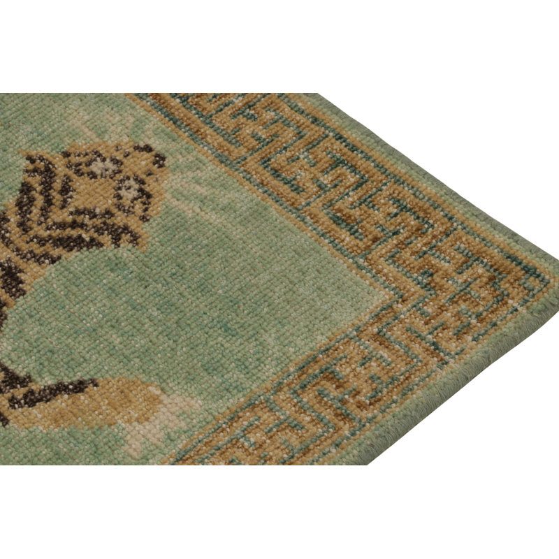 Distressed Homage Hand Knotted Wool Animal Print Area Rug, Rectangle 12' x 15'