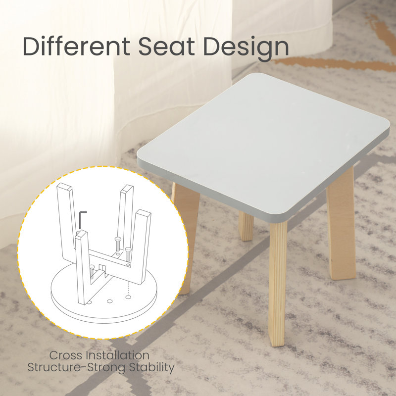 Ensemble de table pour tout-petits en bois et 4 chaises, ensemble de table d'activités pour enfants, Gris