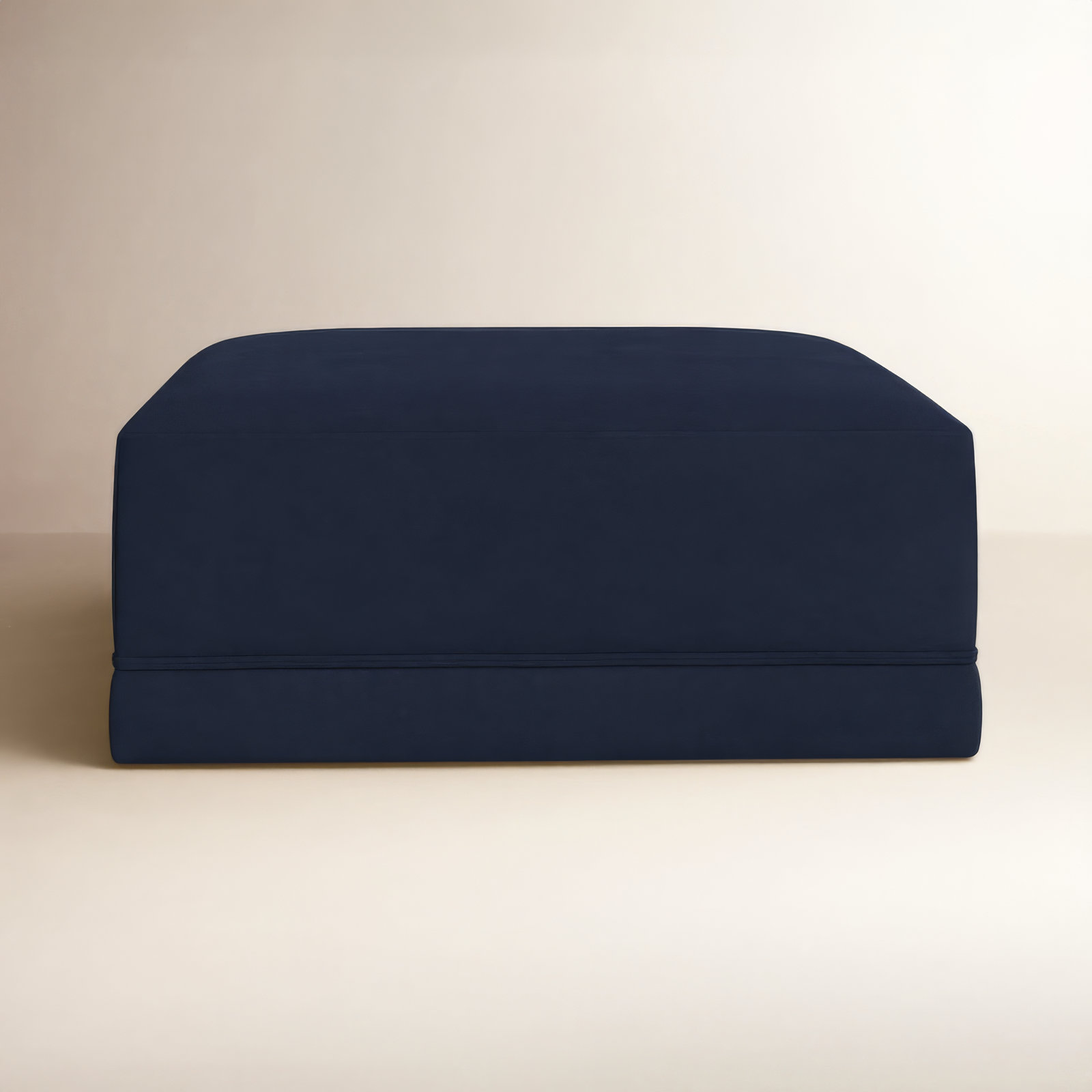 Deirdre Upholstered Velvet Ottoman, Navy Velvet
