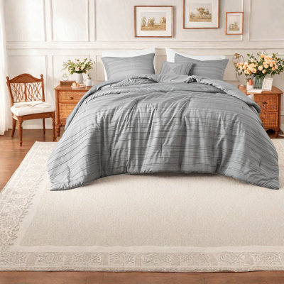 Modern Twin Xl Bedding Sets, Polyester Comforter With Throw Pillow, Gray
