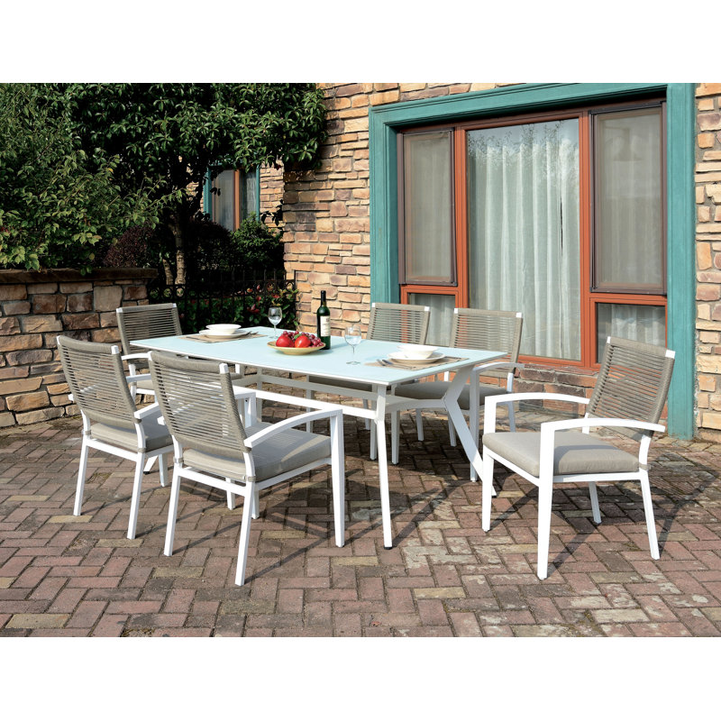 Angwin 6 - Person Patio Dining Set Umbrella Hole Included Rectangular Table