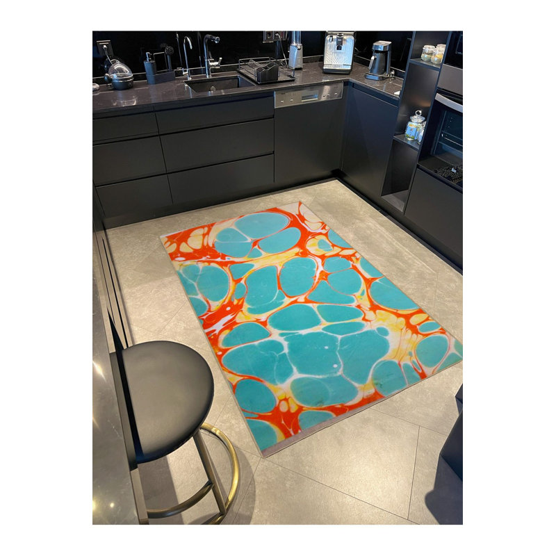 Tapis tissé bleu, Sous-tapis carré 3 pi 3 po inclus
