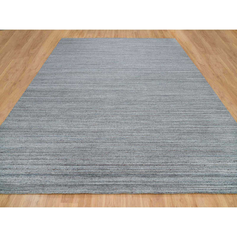 Tapis gris nouvel âge en laine 12 pi x 14 pi 11 po Romi