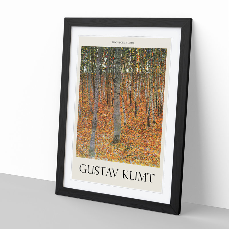 Beech Grove Forest Vol.2 by Gustav Klimt - Picture Frame Graphic Art, Black Framed, 65cm H x 48cm W x 2cm D