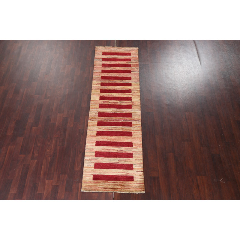 Tapis oriental rayé Gabbeh 3 x 9