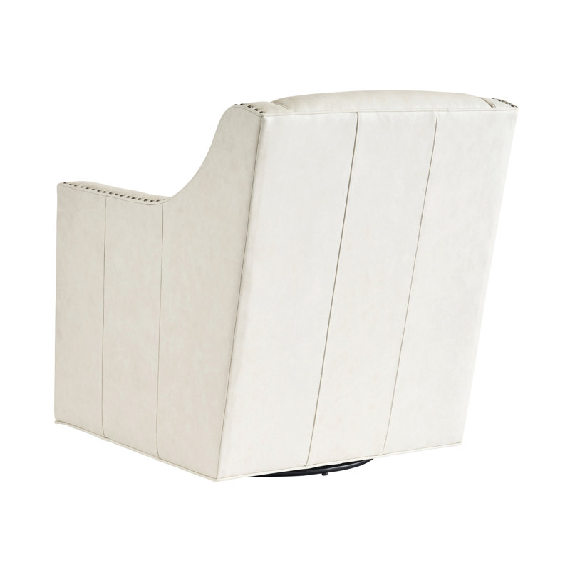 Barrier Leather Swivel Club Chair, White Faux Leather
