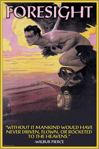 « prospective » par wilbur pierce, affiche rétro, H 30 po x l 20 po x P 1,5 po
